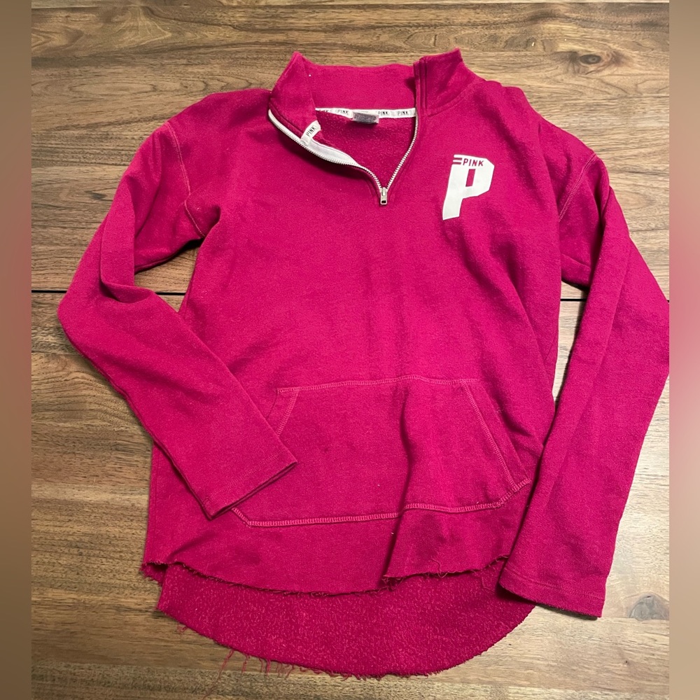 Pink half zip pullover